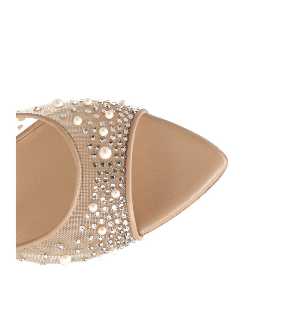 CHRISTIAN LOUBOUTIN Бежевые текстильные мюли, фото 4