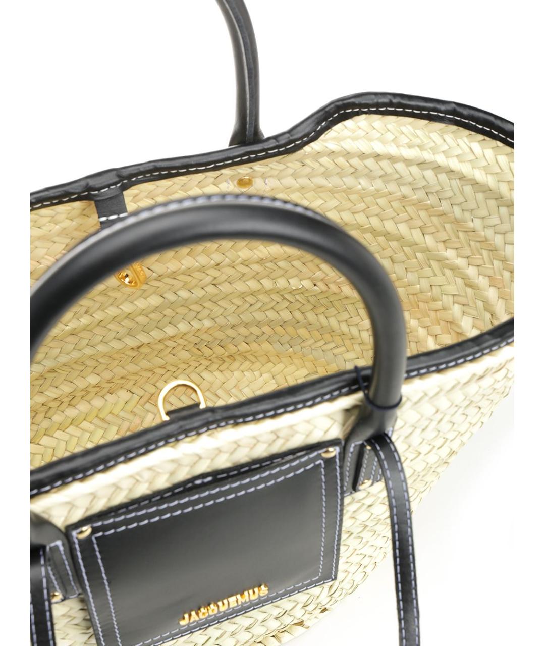 JACQUEMUS Бежевая пелетеная сумка тоут, фото 4