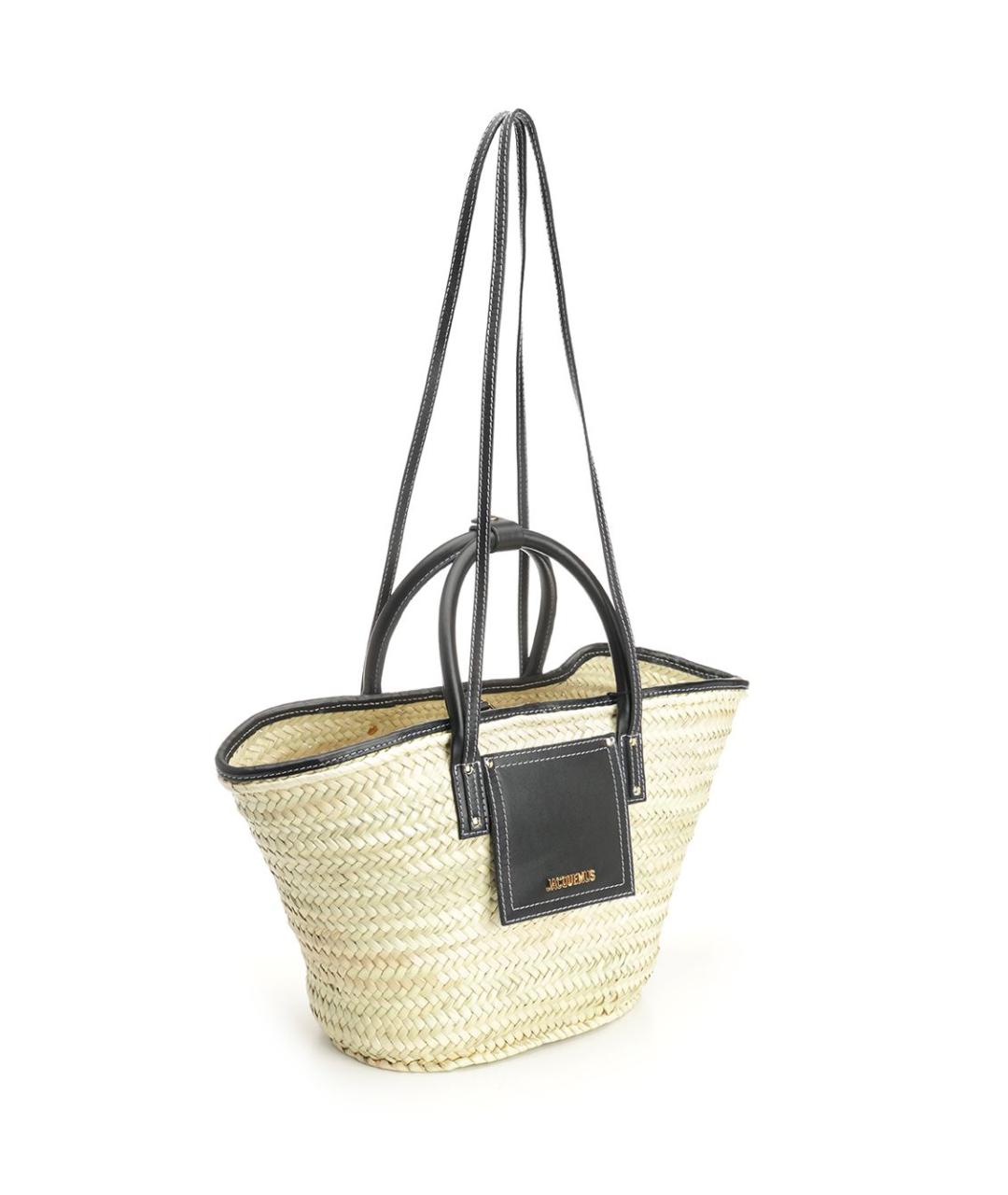 JACQUEMUS Бежевая пелетеная сумка тоут, фото 2