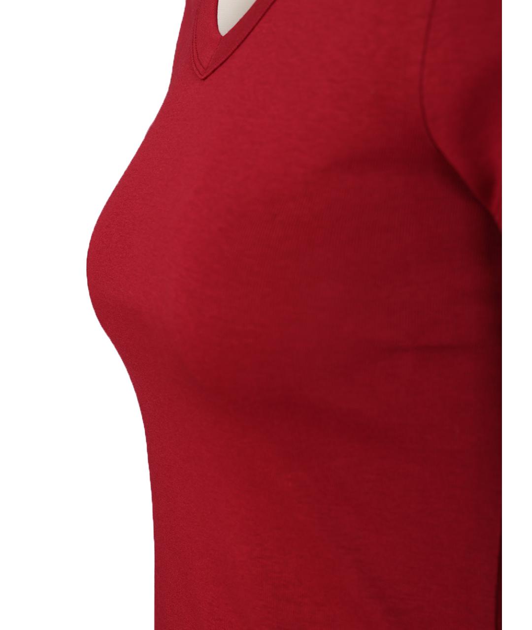 FLORE FLORE Бордовая хлопковая футболка, фото 3