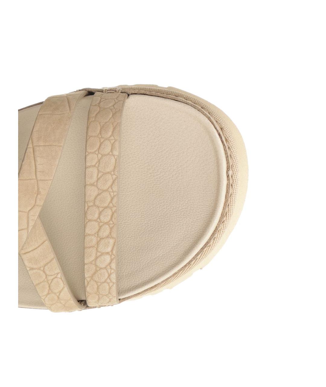 UGG AUSTRALIA Бежевые кожаные сандалии, фото 4