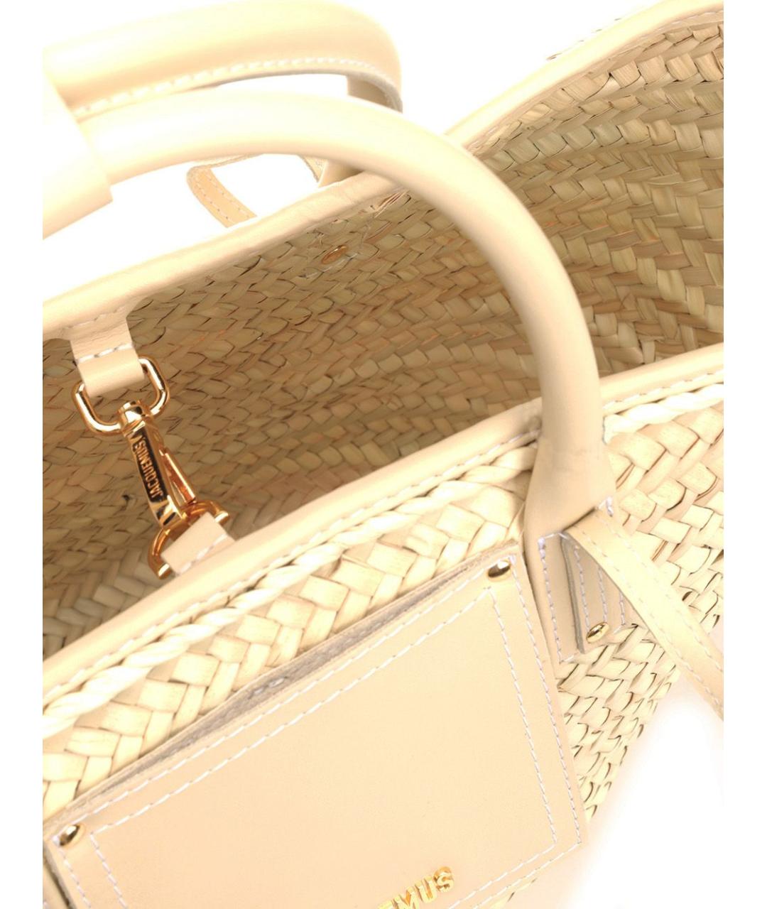 JACQUEMUS Бежевая пелетеная сумка тоут, фото 4