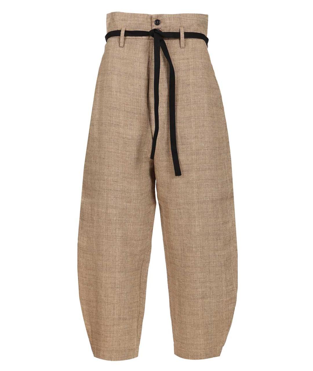 BARENA Бежевые льняные прямые брюки, фото 1