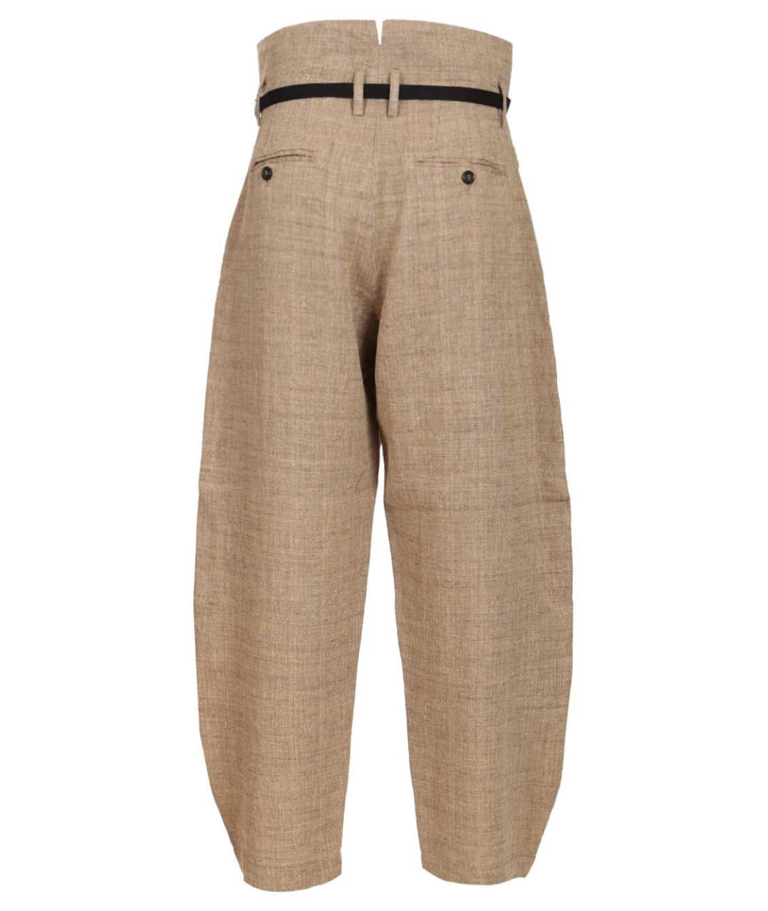 BARENA Бежевые льняные прямые брюки, фото 2