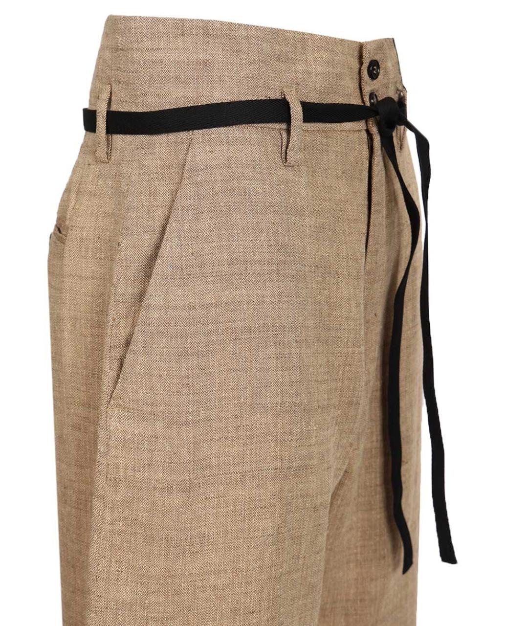 BARENA Бежевые льняные прямые брюки, фото 5