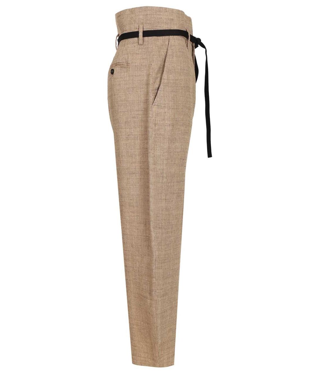 BARENA Бежевые льняные прямые брюки, фото 3
