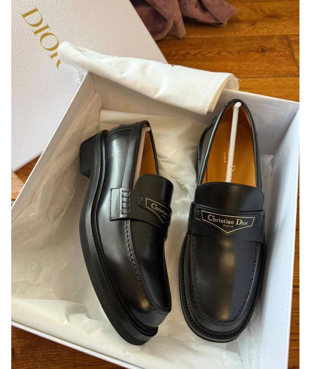 CHRISTIAN DIOR Черные кожаные лоферы, фото 4