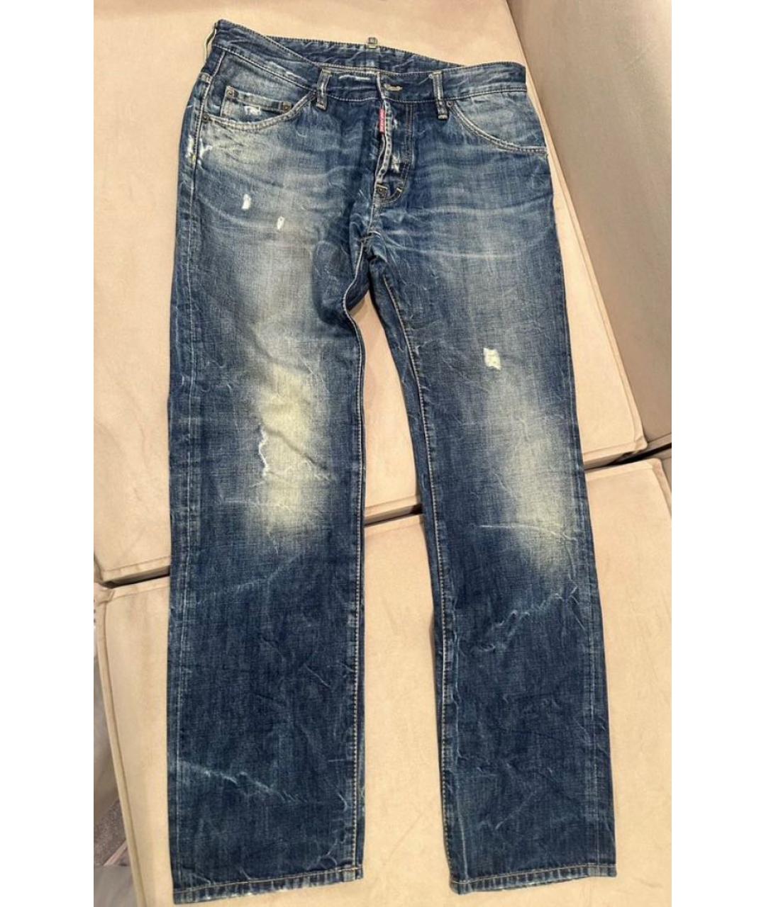 DSQUARED2 Синие хлопковые прямые джинсы, фото 5