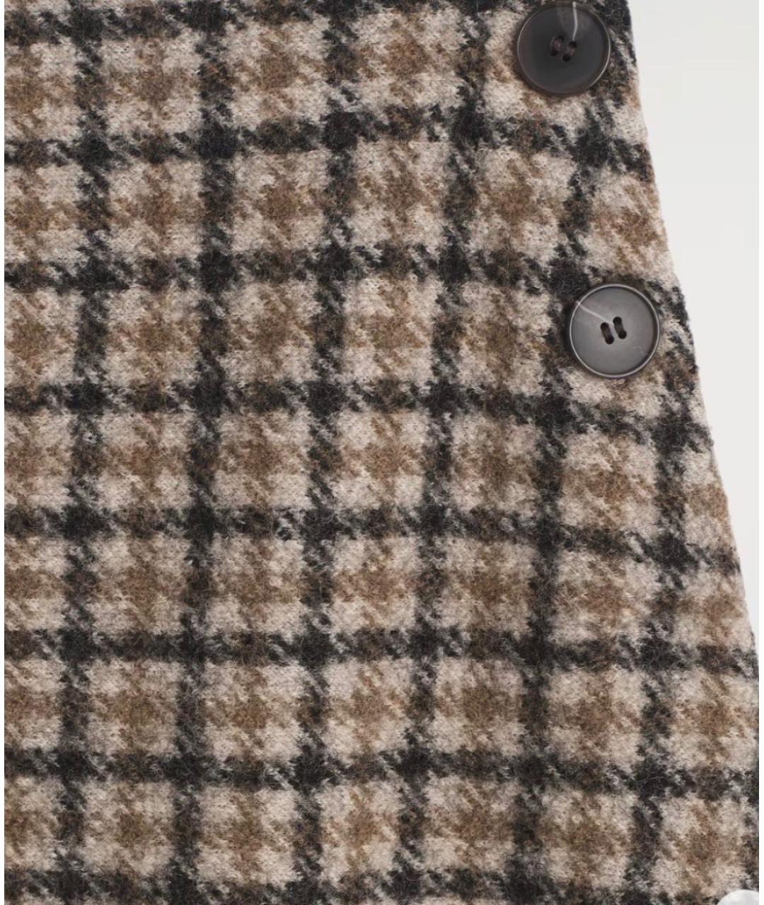 COS Коричневая шерстяная юбка мини, фото 2