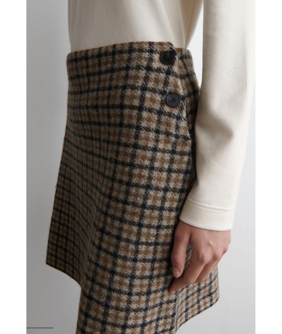 COS Коричневая шерстяная юбка мини, фото 5