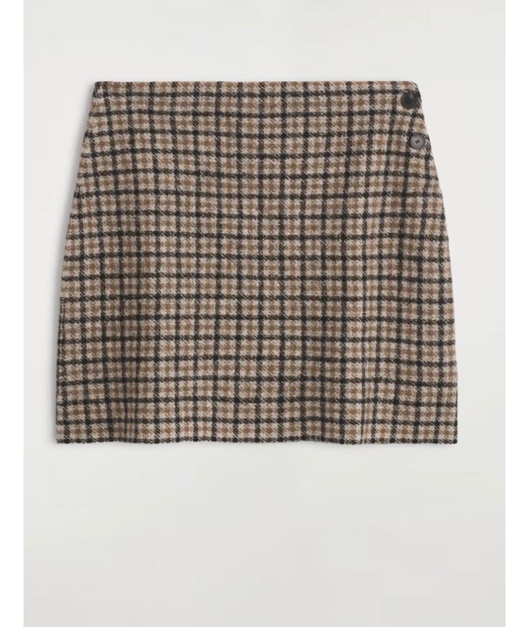 COS Коричневая шерстяная юбка мини, фото 8