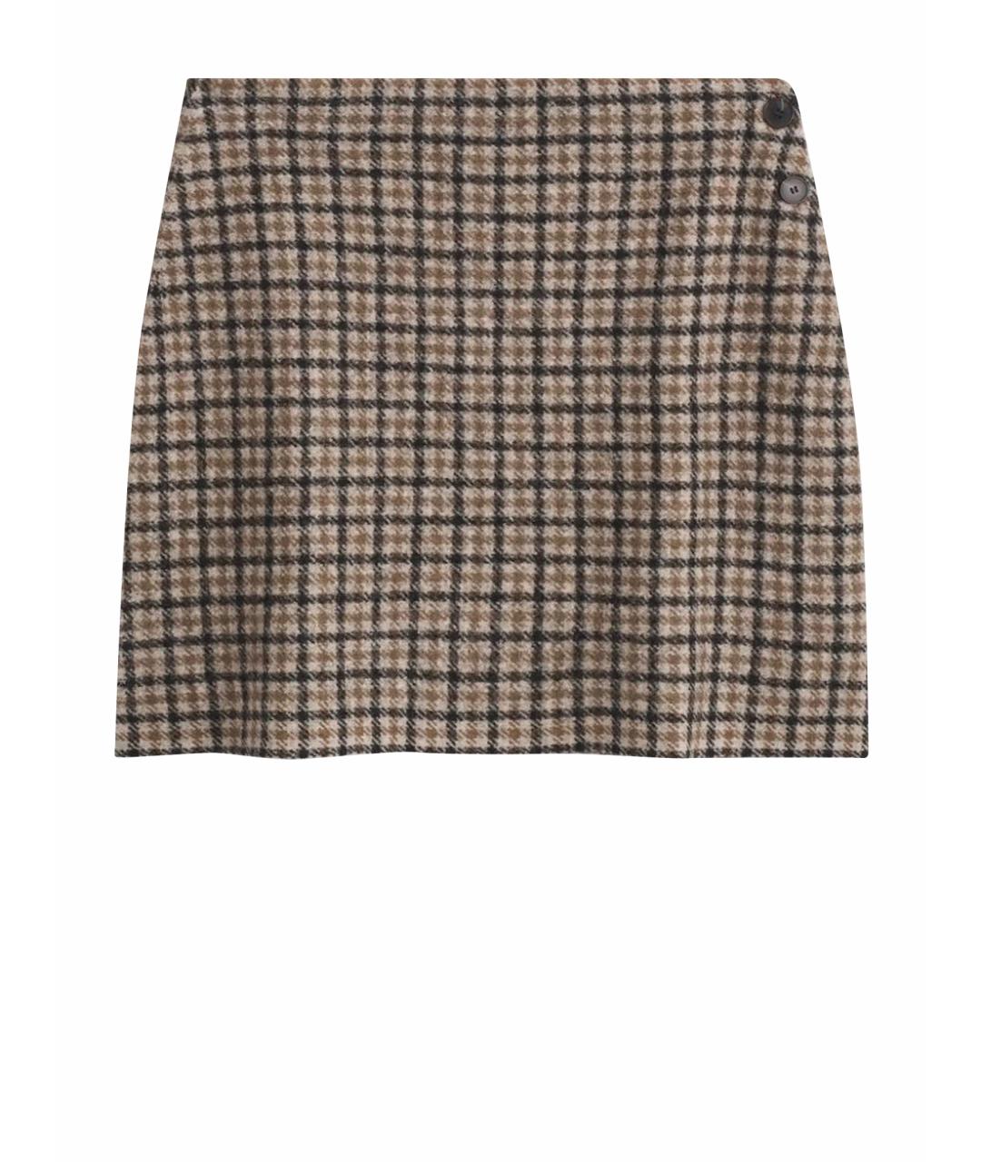 COS Коричневая шерстяная юбка мини, фото 1