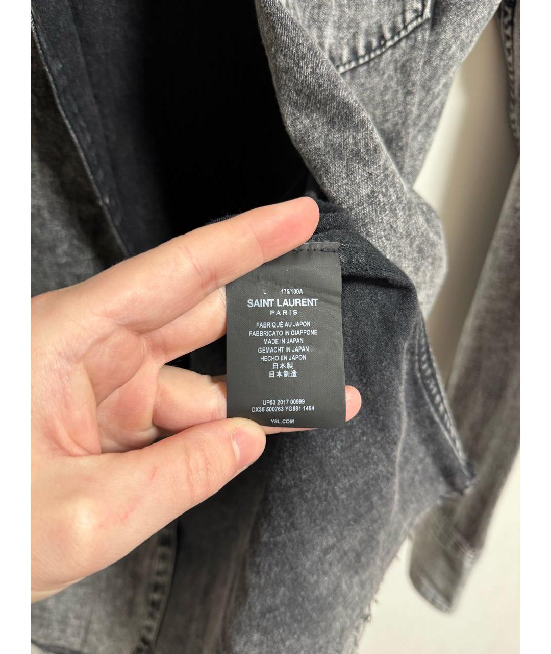 SAINT LAURENT Антрацитовая хлопковая кэжуал рубашка, фото 8