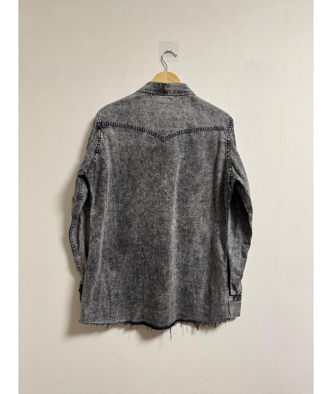 SAINT LAURENT Антрацитовая хлопковая кэжуал рубашка, фото 3