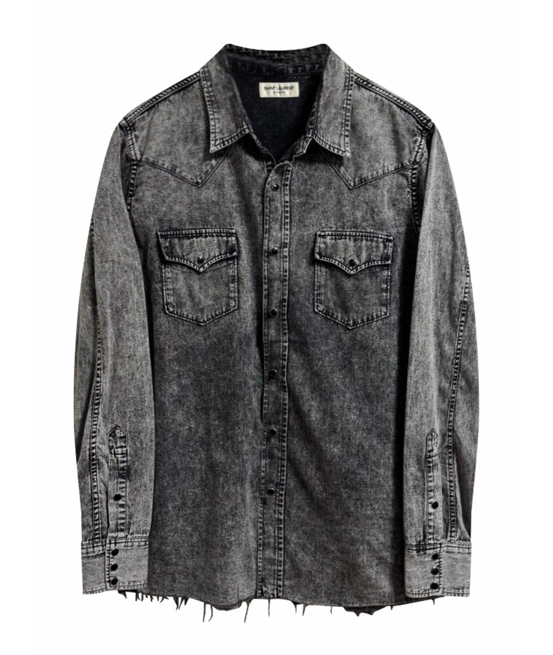SAINT LAURENT Антрацитовая хлопковая кэжуал рубашка, фото 1