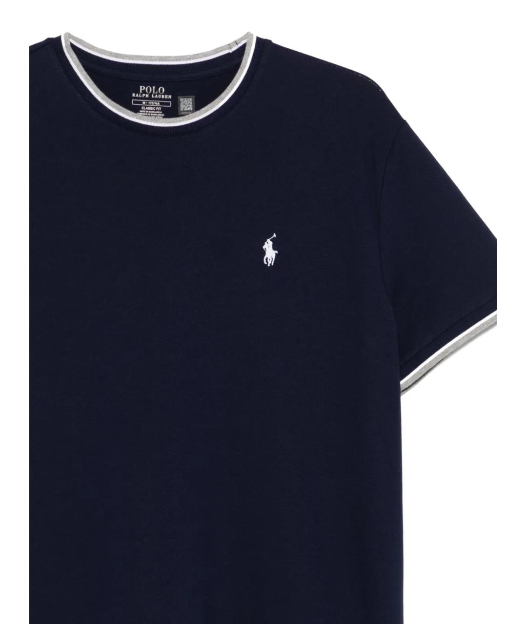 POLO RALPH LAUREN Темно-синяя хлопковая футболка, фото 2