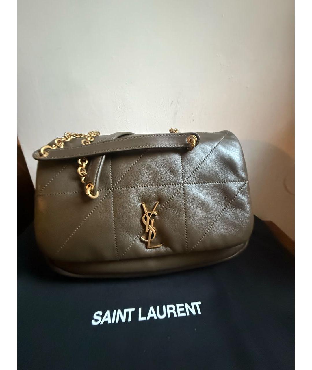 SAINT LAURENT Хаки кожаная сумка через плечо, фото 4