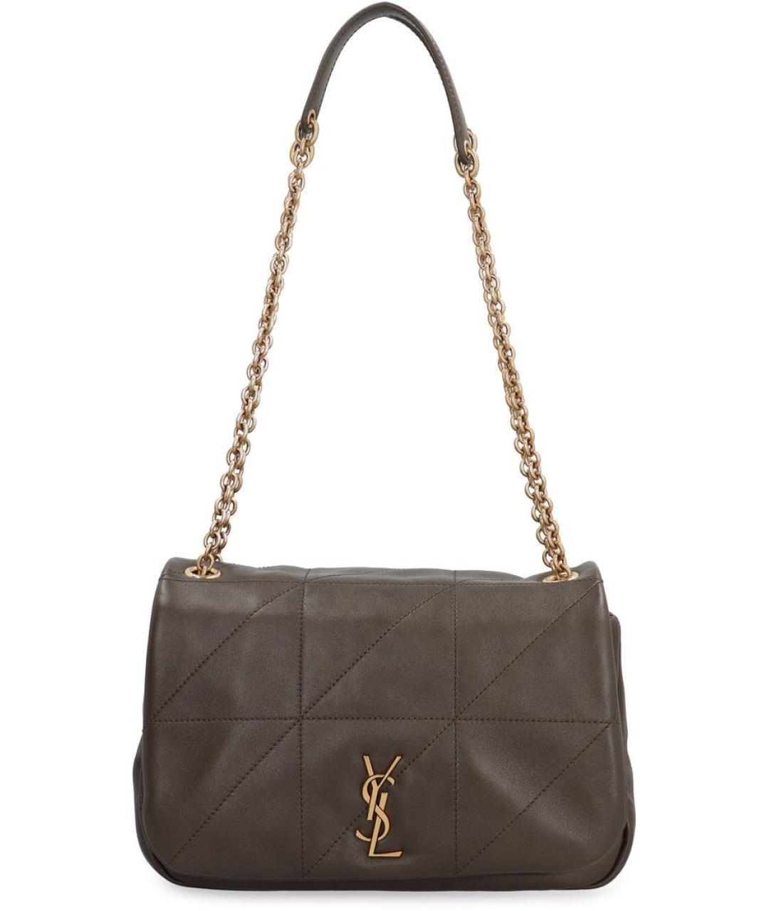 SAINT LAURENT Хаки кожаная сумка через плечо, фото 9