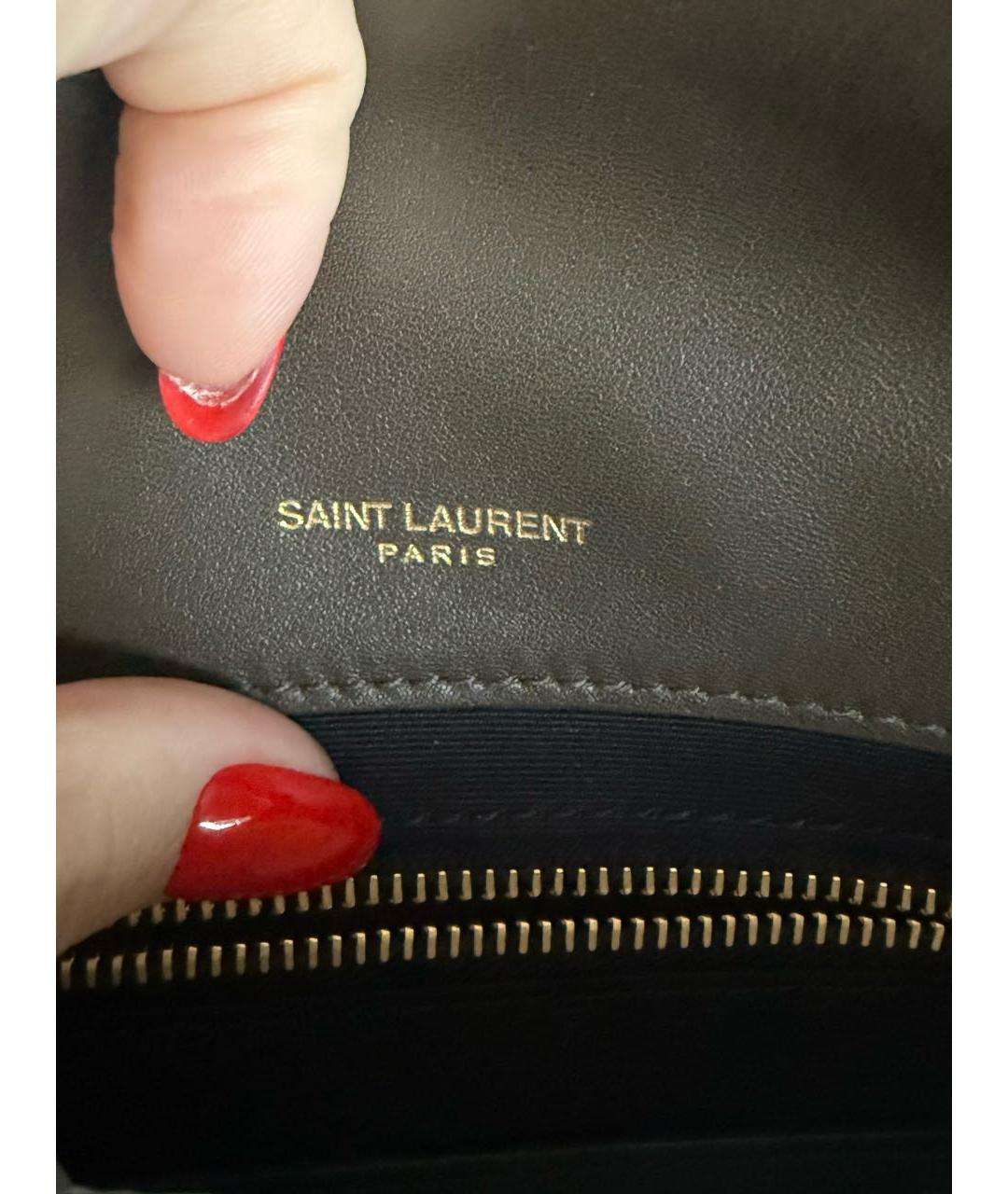 SAINT LAURENT Хаки кожаная сумка через плечо, фото 7