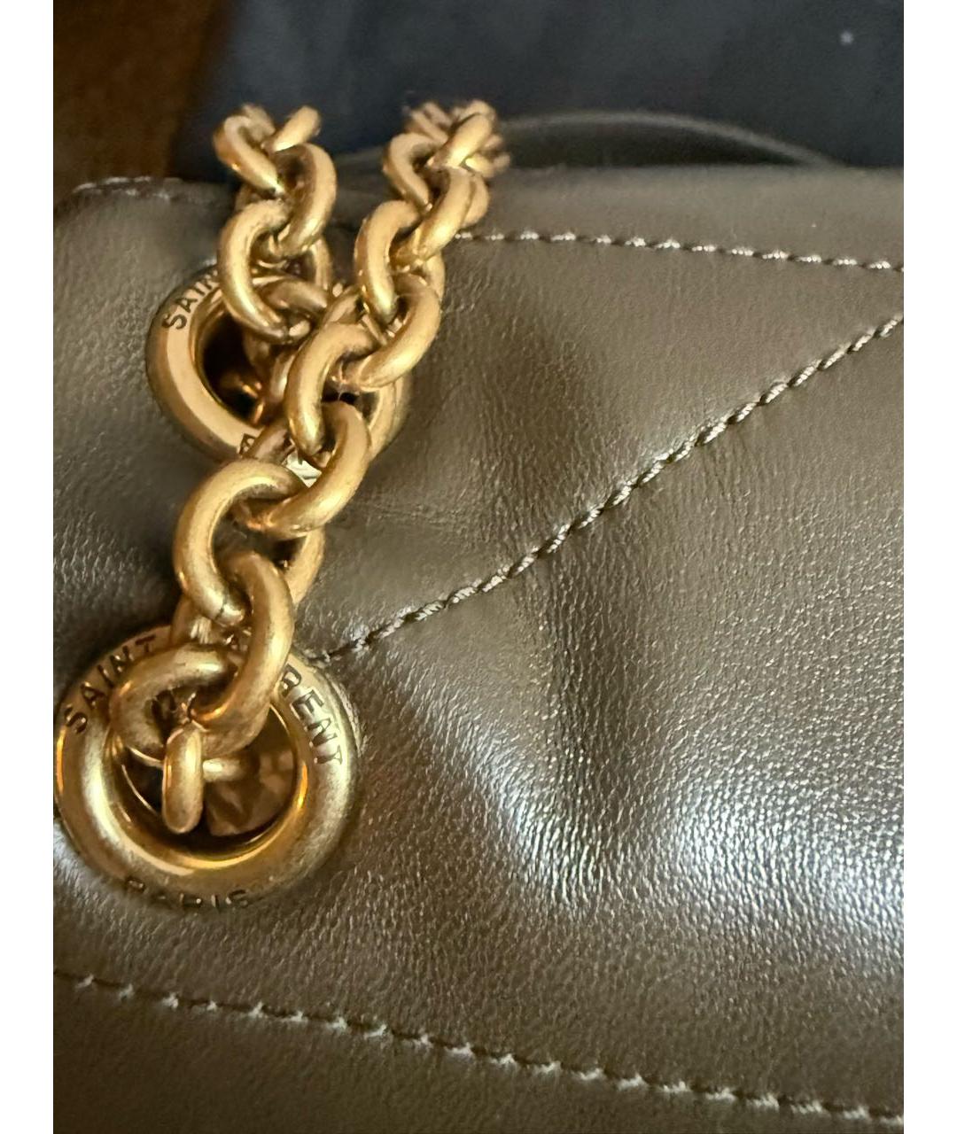 SAINT LAURENT Хаки кожаная сумка через плечо, фото 5