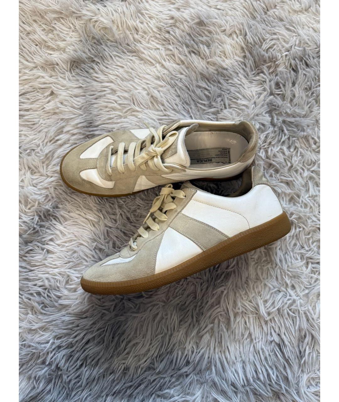 MAISON MARGIELA Бежевые низкие кроссовки / кеды, фото 4
