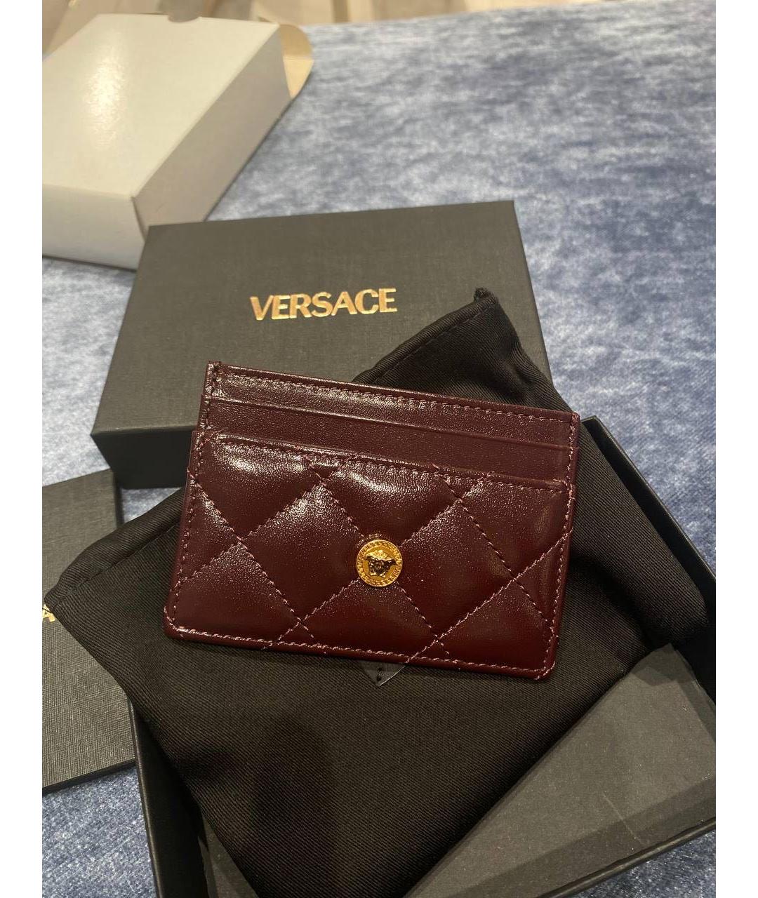 VERSACE Бордовый кожаный кардхолдер, фото 6