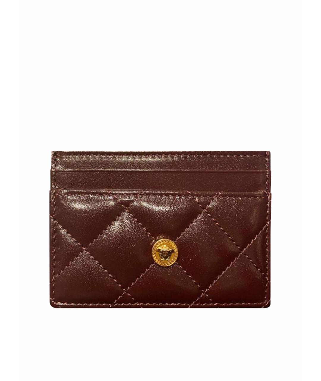 VERSACE Бордовый кожаный кардхолдер, фото 1