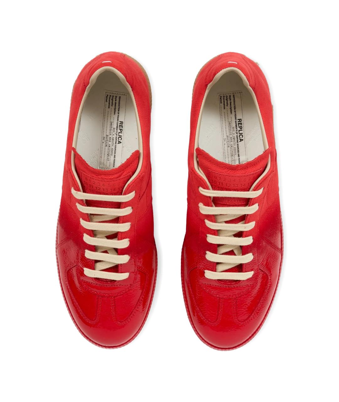 MAISON MARGIELA Красные кожаные низкие кроссовки / кеды, фото 3