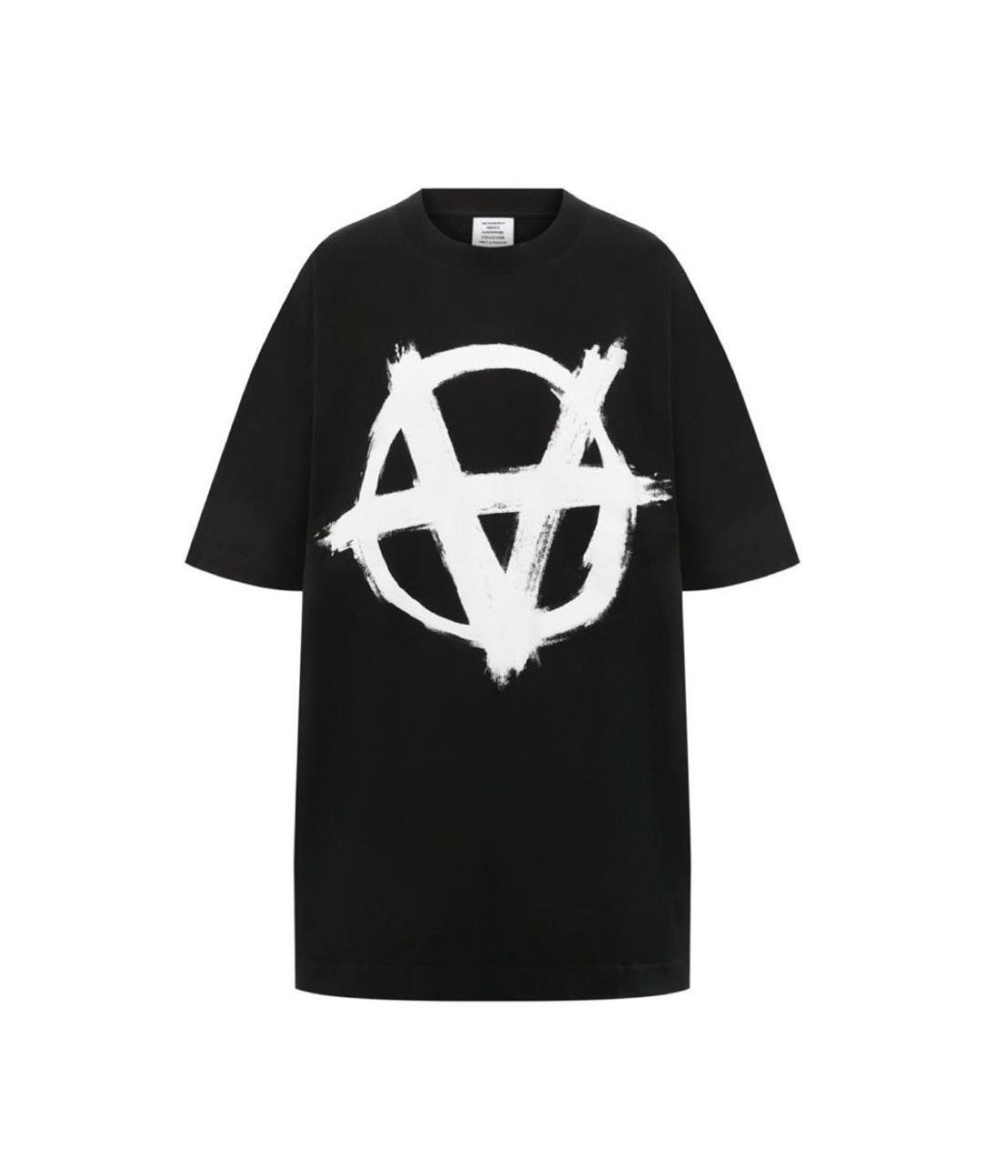 VETEMENTS Черная хлопковая футболка, фото 8