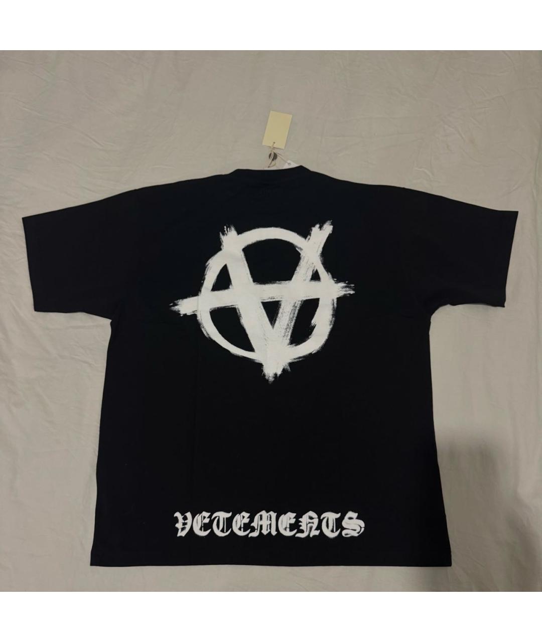 VETEMENTS Черная хлопковая футболка, фото 4