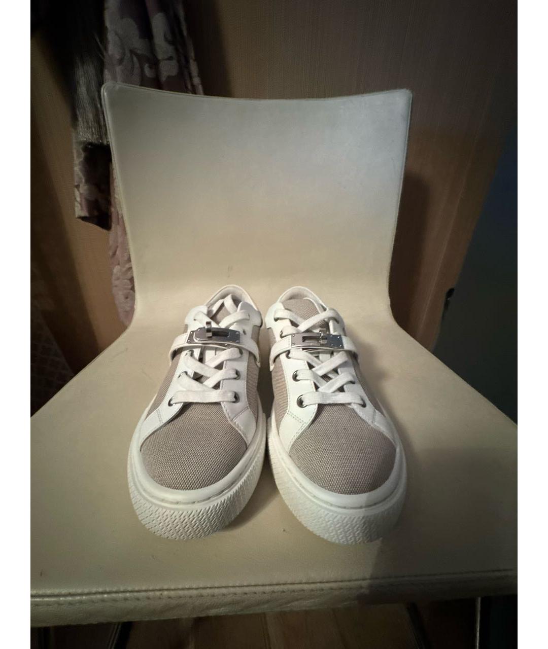 HERMES Бежевые кеды, фото 2