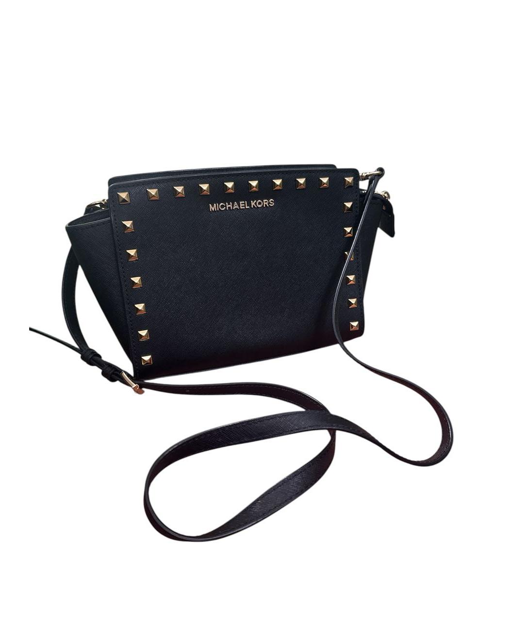 MICHAEL KORS Черная кожаная сумка через плечо, фото 4