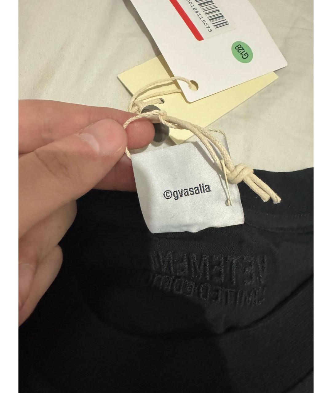 VETEMENTS Черная хлопковая футболка, фото 5