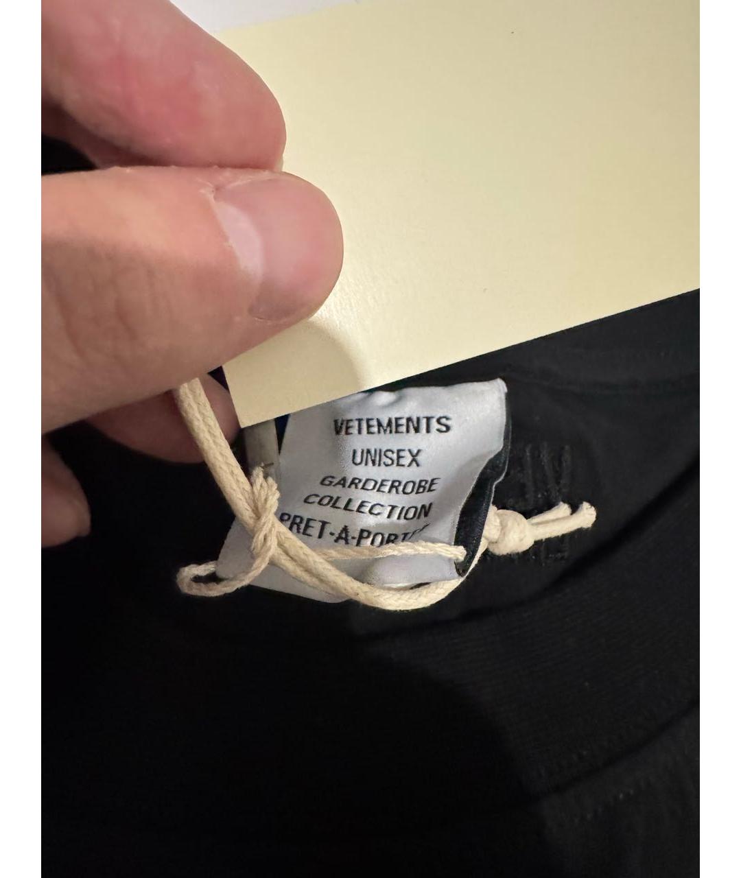 VETEMENTS Черная хлопковая футболка, фото 4