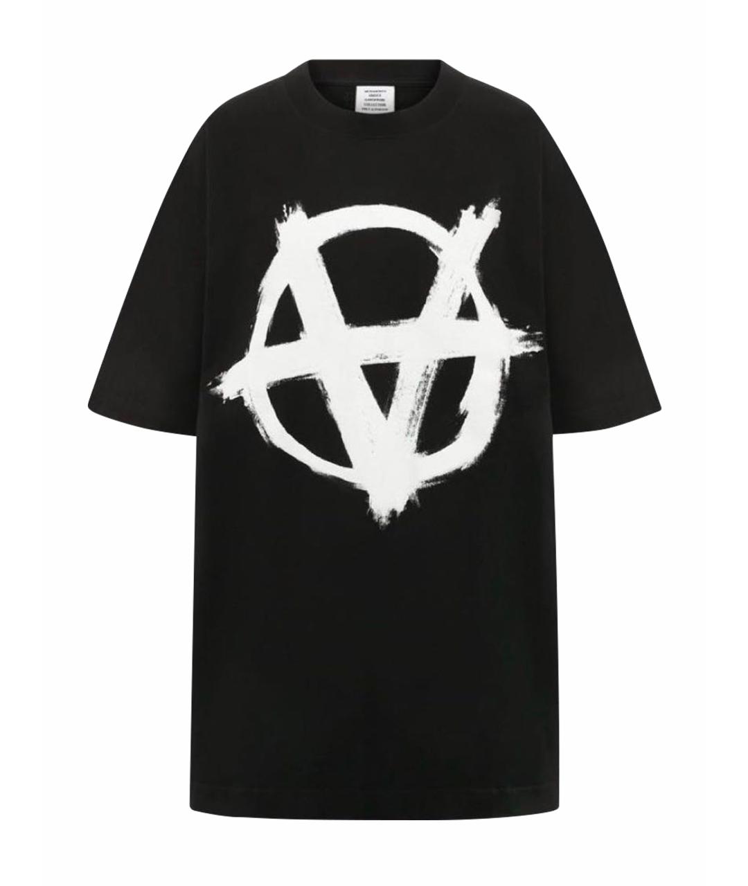 VETEMENTS Черная хлопковая футболка, фото 1