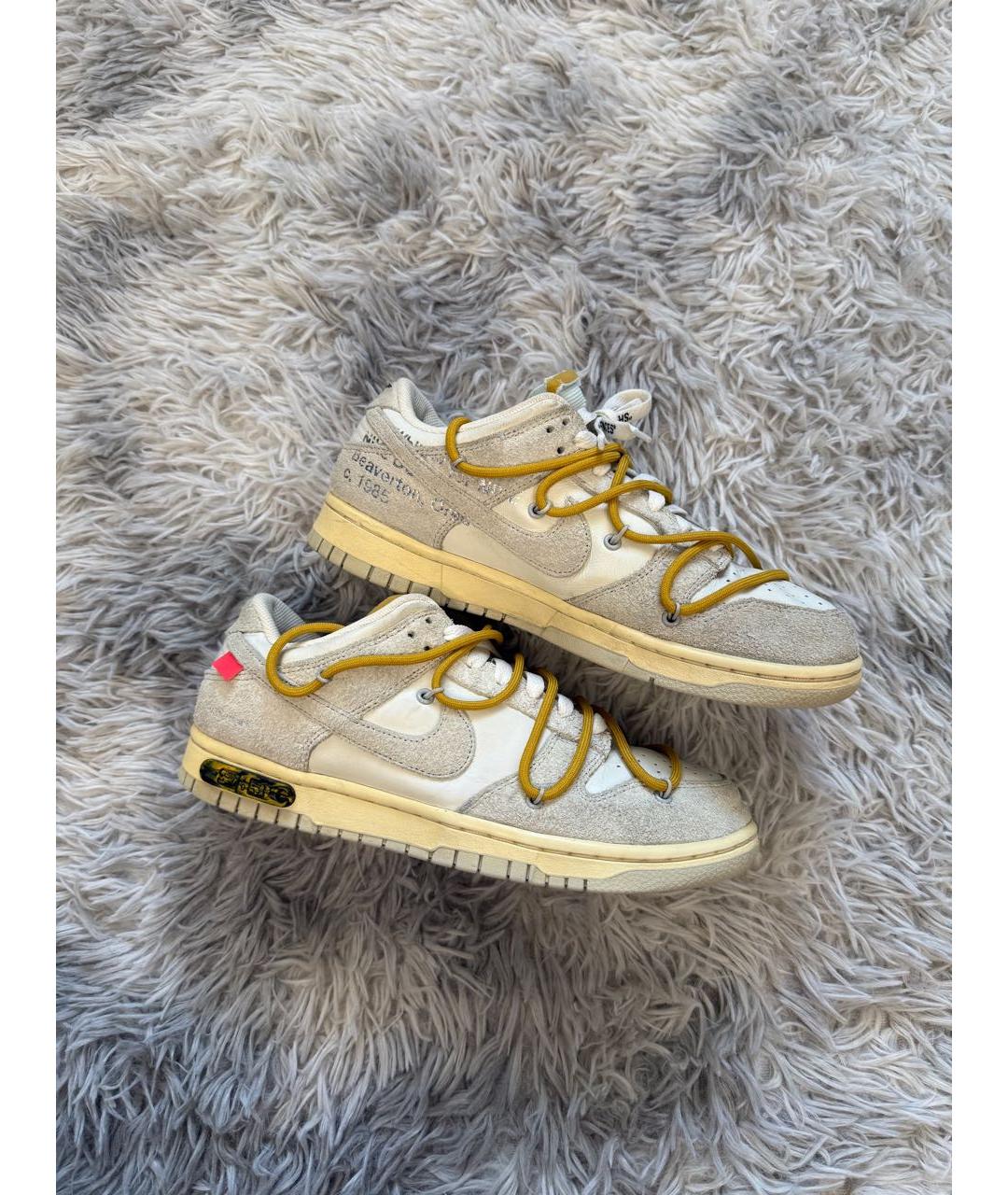 NIKE X OFF-WHITE Бежевые низкие кроссовки / кеды, фото 3