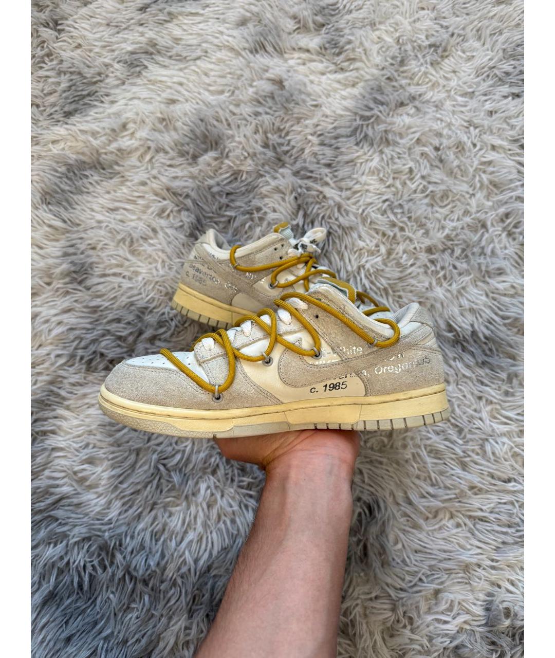 NIKE X OFF-WHITE Бежевые низкие кроссовки / кеды, фото 2