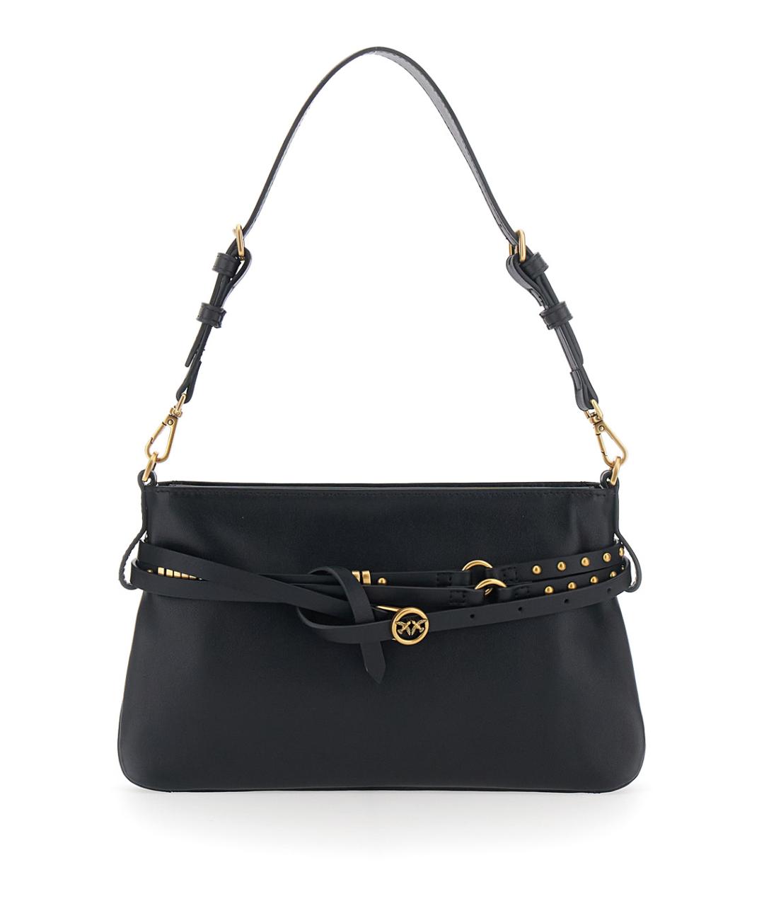 PINKO Черная кожаная сумка через плечо, фото 1
