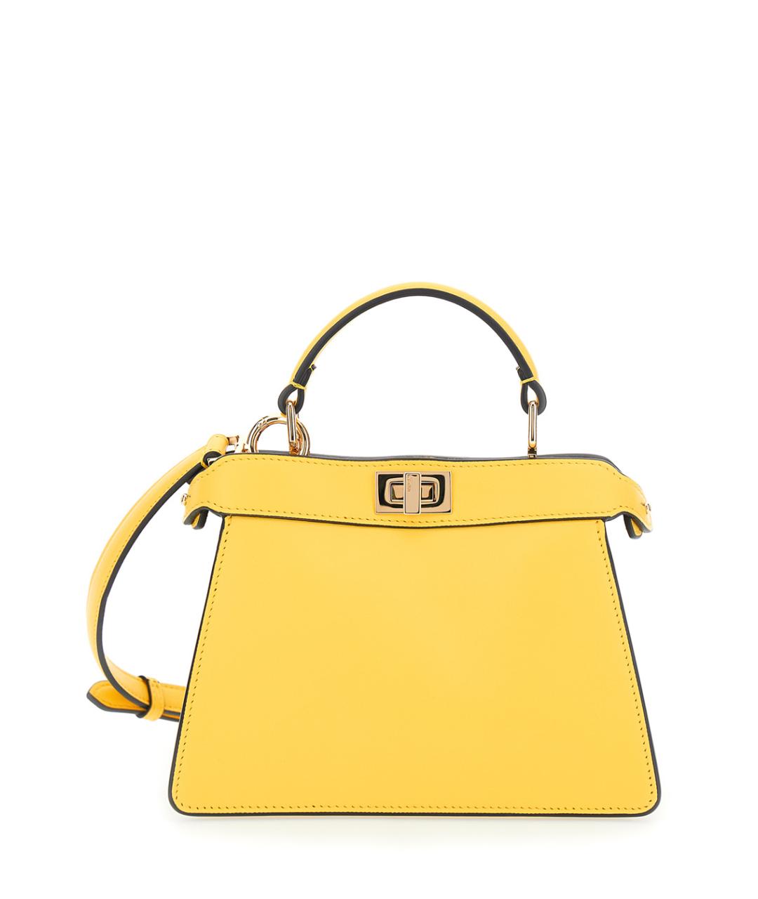 FENDI Желтая кожаная сумка через плечо, фото 1