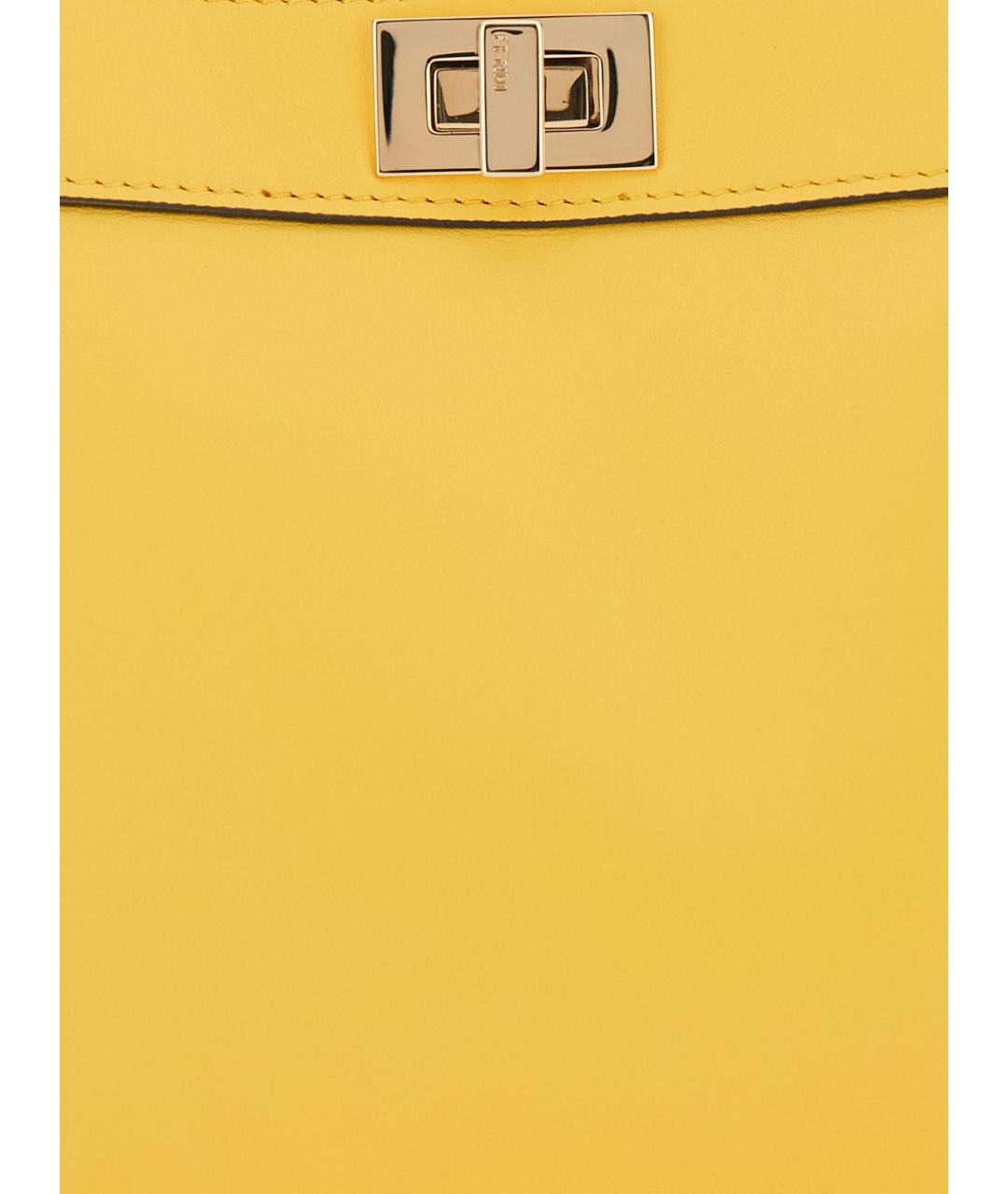 FENDI Желтая кожаная сумка через плечо, фото 3