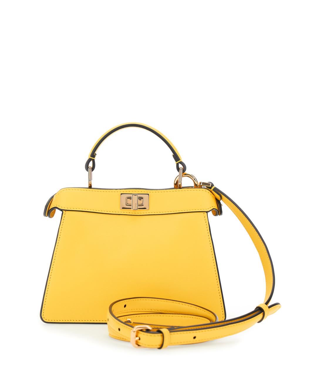 FENDI Желтая кожаная сумка через плечо, фото 2