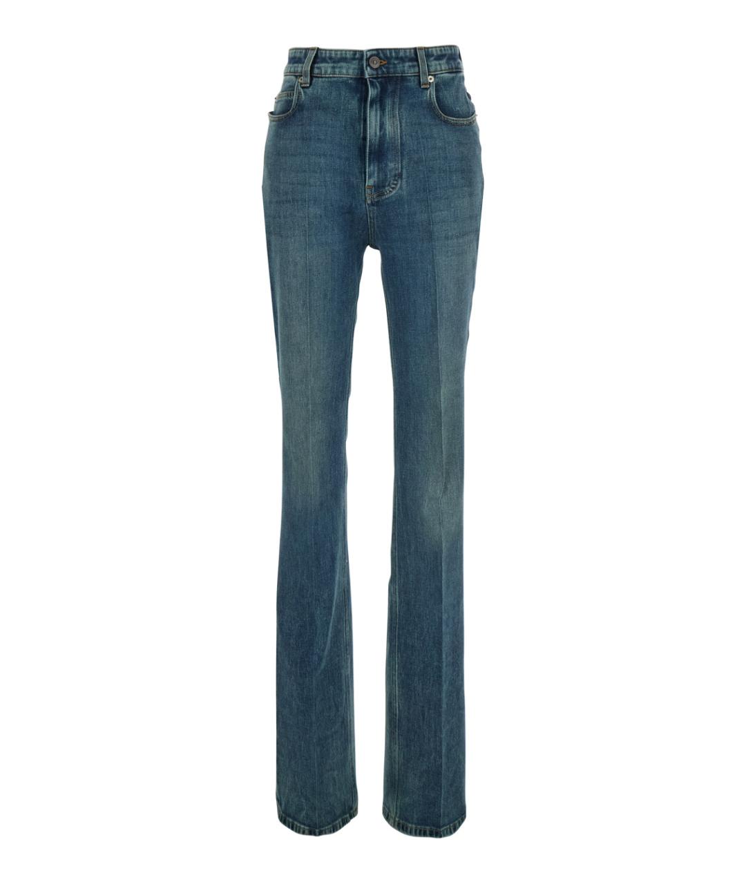 BALENCIAGA Синие хлопковые джинсы клеш, фото 1