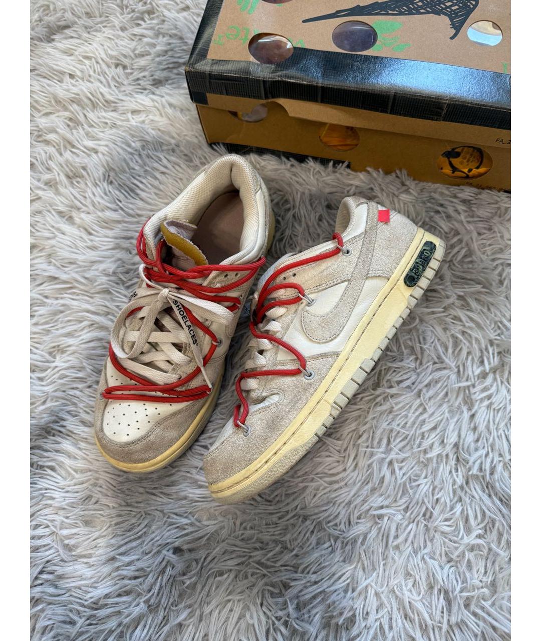 NIKE X OFF-WHITE Бежевые низкие кроссовки / кеды, фото 4