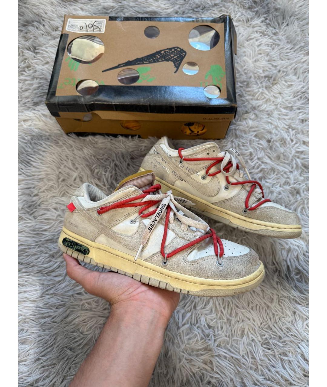 NIKE X OFF-WHITE Бежевые низкие кроссовки / кеды, фото 6