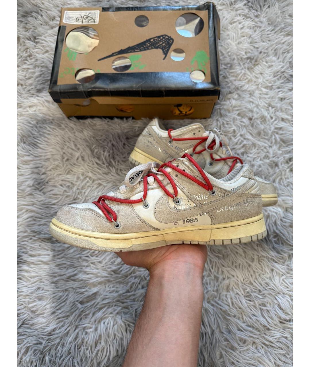 NIKE X OFF-WHITE Бежевые низкие кроссовки / кеды, фото 2