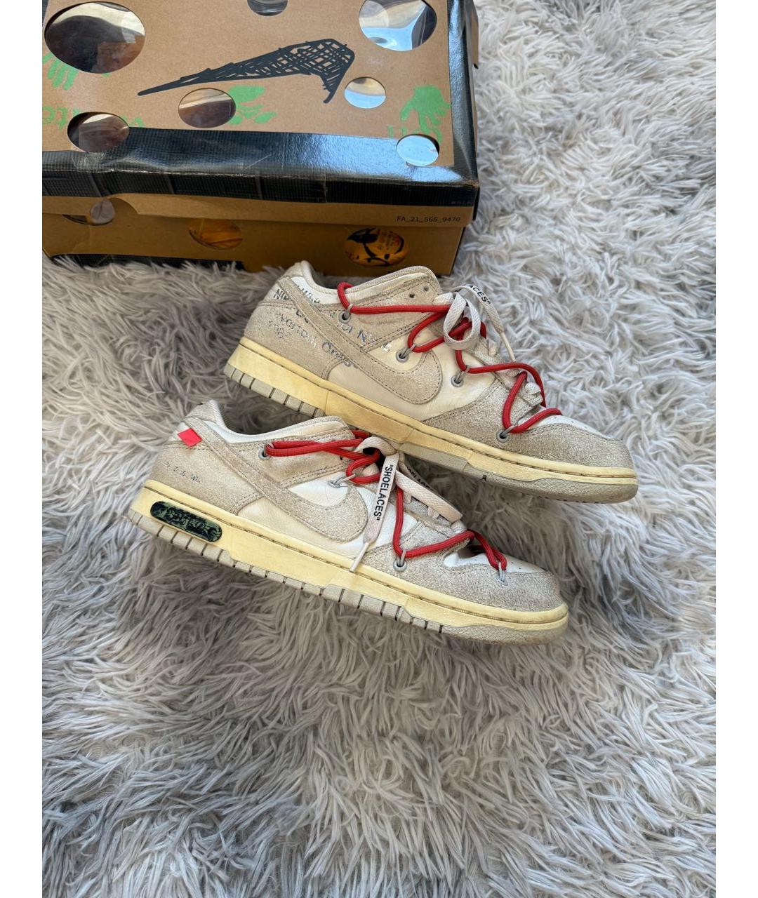 NIKE X OFF-WHITE Бежевые низкие кроссовки / кеды, фото 3