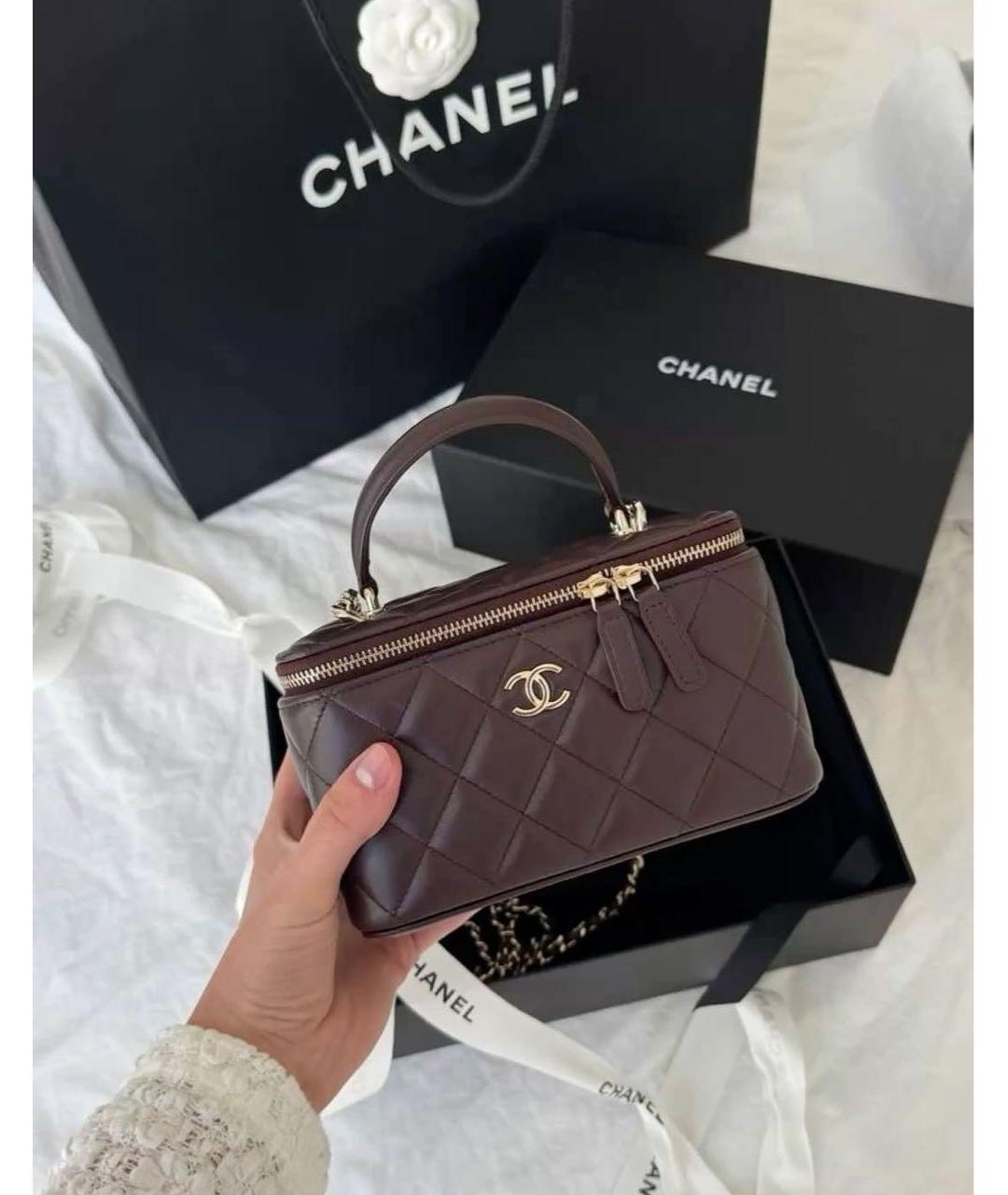 CHANEL Бордовая кожаная сумка через плечо, фото 3