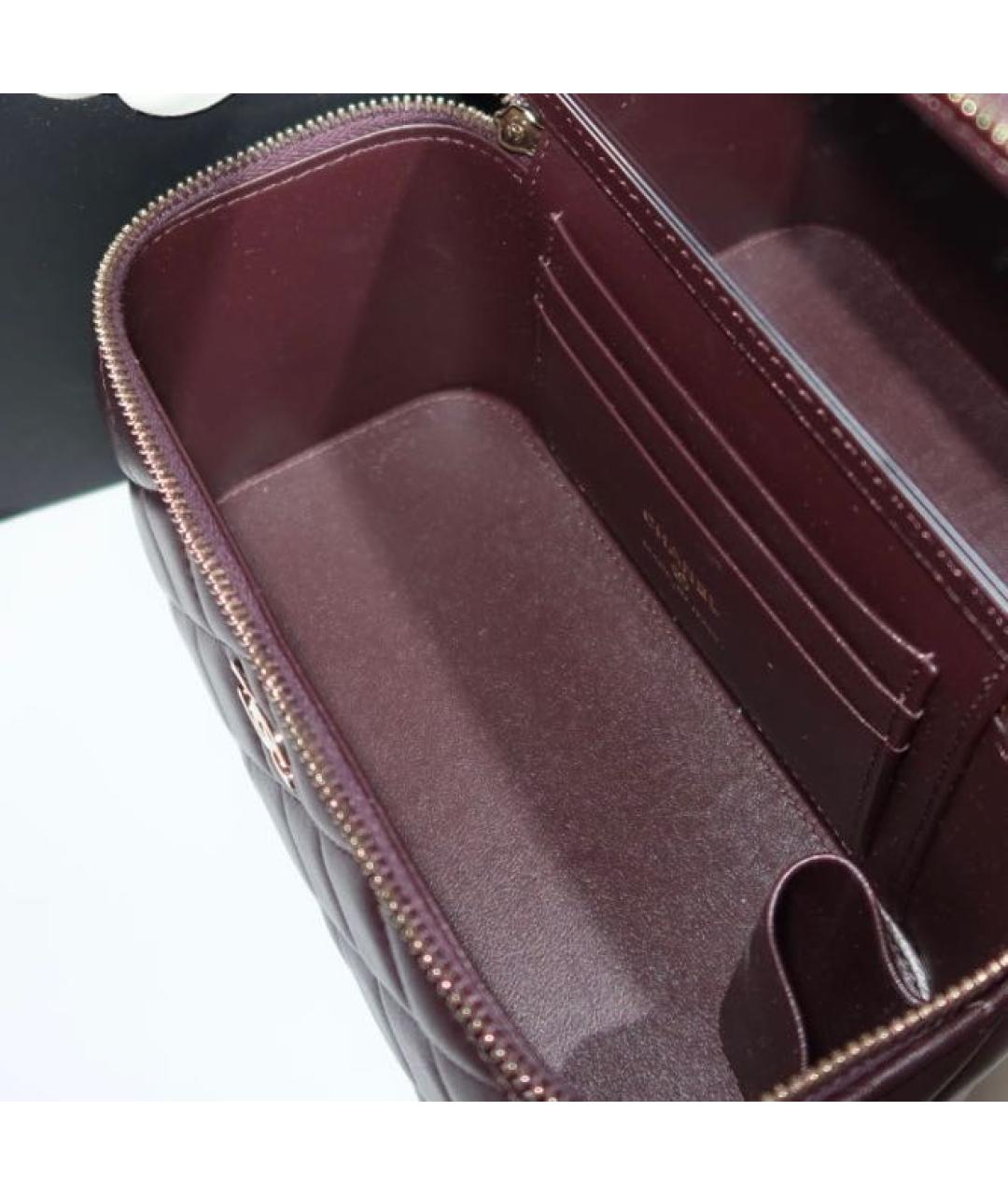 CHANEL Бордовая кожаная сумка через плечо, фото 2