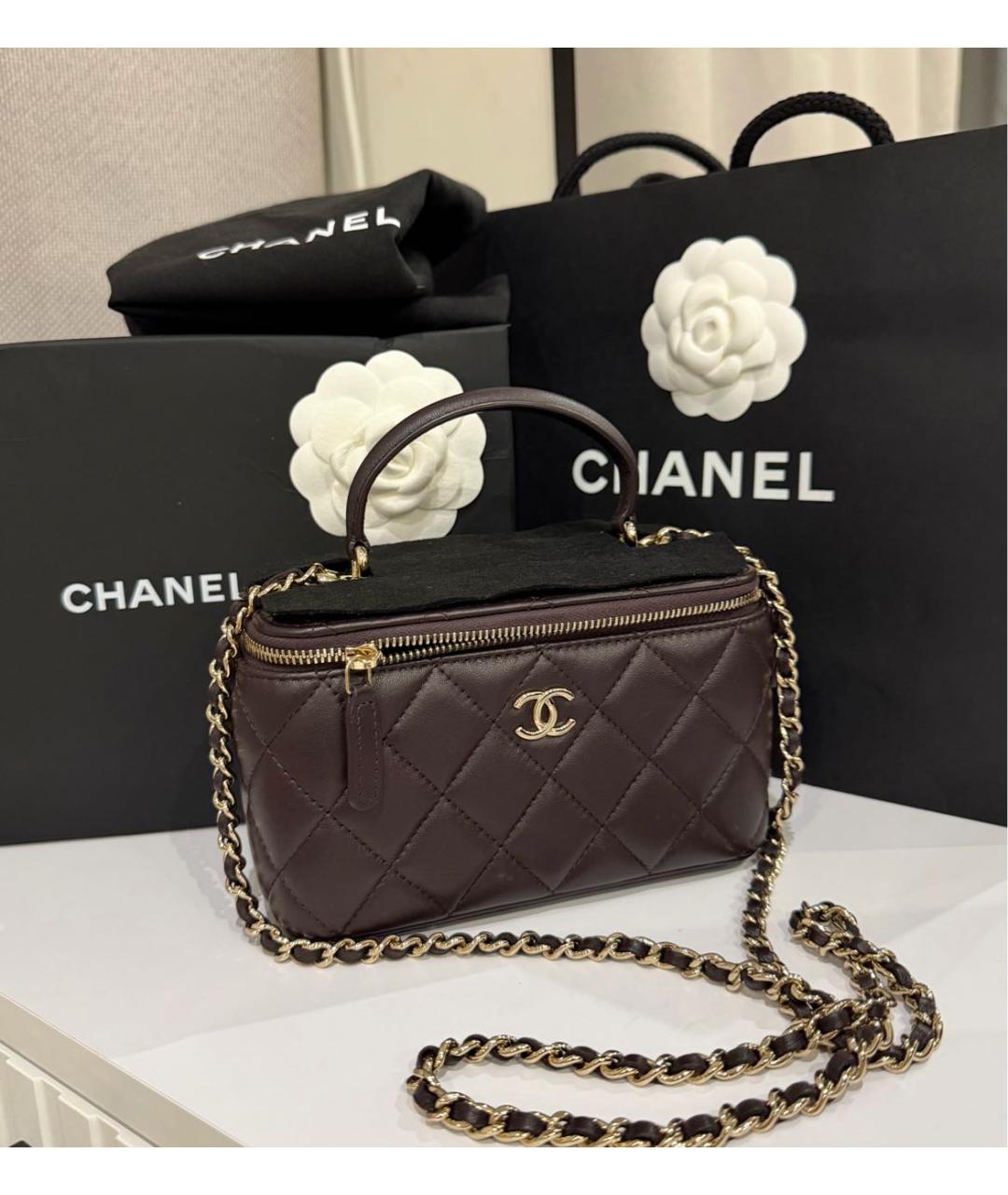 CHANEL Бордовая кожаная сумка через плечо, фото 4