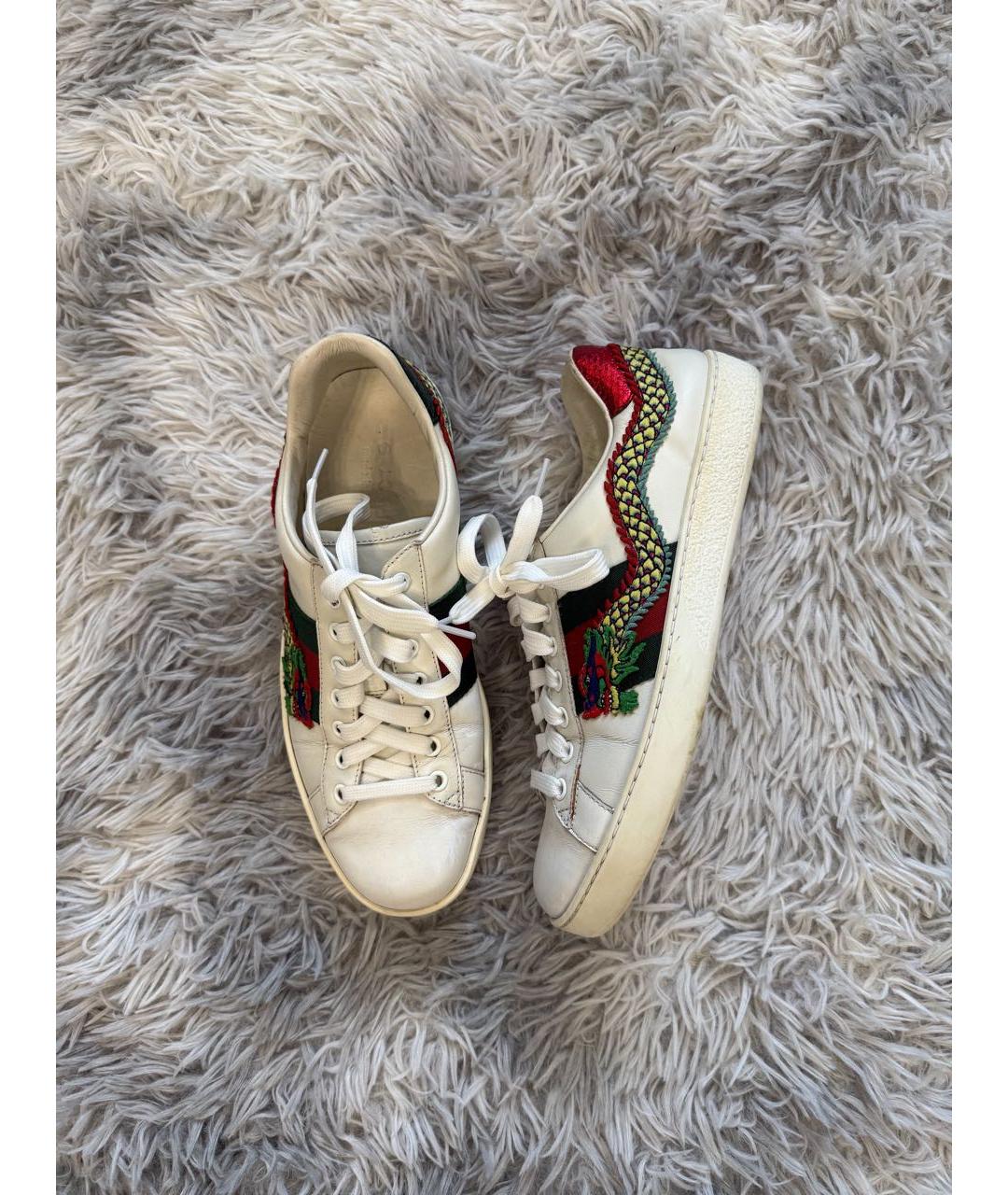 GUCCI Белые низкие кроссовки / кеды, фото 4